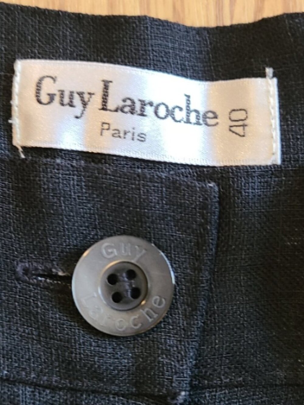 VINTAGE 80s GUY LAROCHE PLEATED LOGO-BUTTON TROUSERS PANTS RELAXED HIGH RISE 40 - Picture 7 of 8